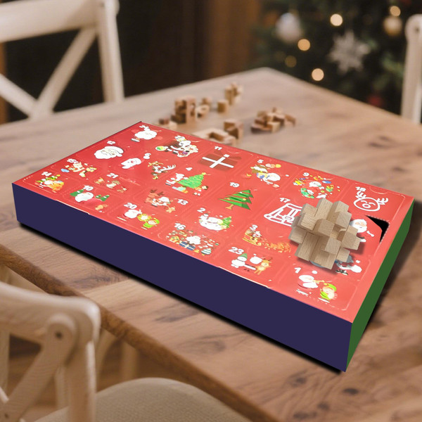 2025 Brain Teaser Advent Calendar: 24-Day Christmas Countdown with IQ Logic Puzzles & Challenges for Kids, Teens & Adults - Wood & Metal Design