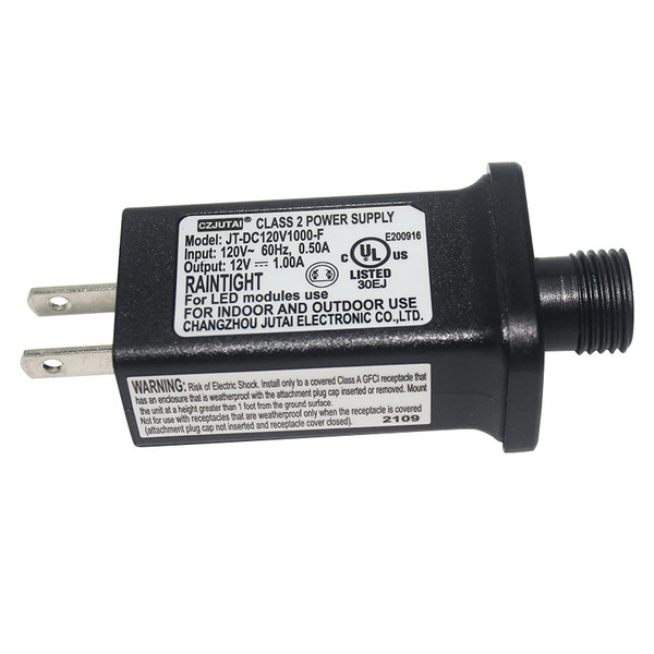 12V 1A Class 2 Power Supply, CZJUTAI JT-DC120V1000-F UL Listed LED Transformer Replacement for Christmas Tree, String Light, Fountain Lights, Inflatable Device (12V 12W)
