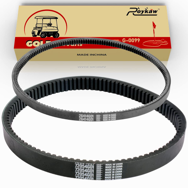 ROYKAW EZGO TXT Gas Drive Belt & Starter Belts Kit for EZGO 4 Cycle Gas Golf Cart TXT Cushman Express Marathon Medalist ST Vehicles Terrain 1994-2013, OEM # 72054G01, 72024G01, 72025G01, 26414G01
