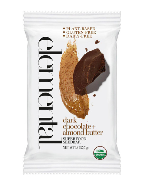 Elemental Superfood Seedbars, Dark Chocolate + Almond Butter, 1.8 Ounce - 12 Pack, 100% Certified Organic, Non-GMO Verified, Gluten Free, Dairy Free, Plant Based