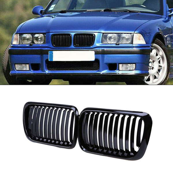MIC Glossy Black E36 Grill,Front Kidney Grill Grilles Compatible with 3 Series E36 4DR/2DR & M3 LCI 1997-1999 MIC Glossy Black E36 Grill,Front Kidney Grill Grilles Compatible with 3 Series E36 4DR/2DR & M3 LCI 1997-1999