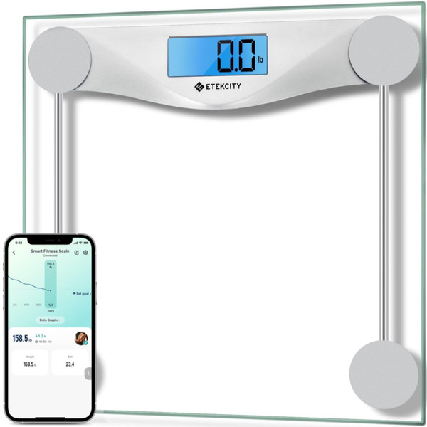 Etekcity Bathroom Scale for Body Weight and BMI, Upgraded Bluetooth Digital Scale, Large Blue LCD Backlight Display, High Precision Measurements, 400 Pounds
