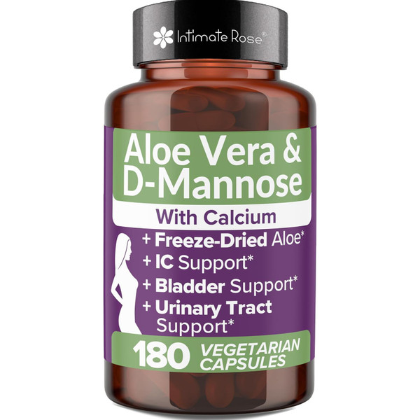 Intimate Rose Aloe Vera Capsules - IC Supplements - 200x Concentrate Pure Aloe Vera + D-Mannose + Calcium - Easy to Swallow Aloe Pills