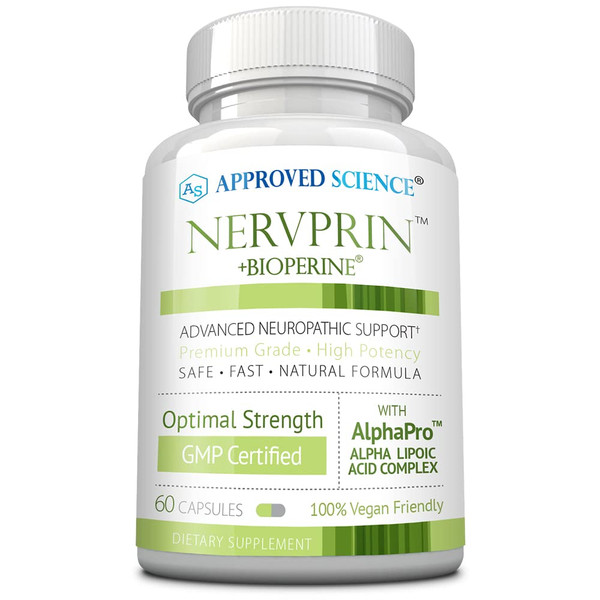 Approved Science Nervprin - Nerve Support - Benfotiamine, B12, R-Alpha-Lipoic Acid, Corydalis, Boswellia, BioPerine - 60 Capsules - Made in The USA