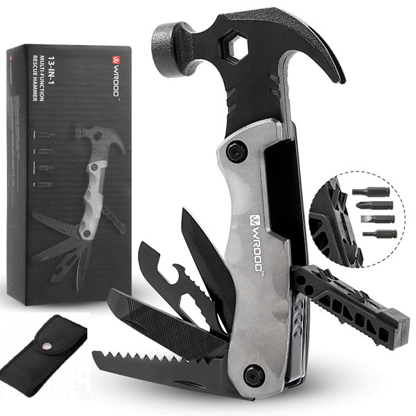 WROOC 13-in-1 Mini Multi-tool - Perfect for Camping, DIY & Outdoor Adventures & Outdoor Enthusiasts. Ideal Gift for Men on Father's Day Birthday Valentine's Day
