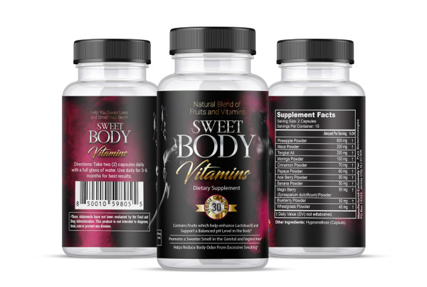 SweetBody Vitamins - Eliminates Body Odor and Reduces Sweating by Promoting a Balanced pH Level in The Body (1 Bottle - 30 Capsules)