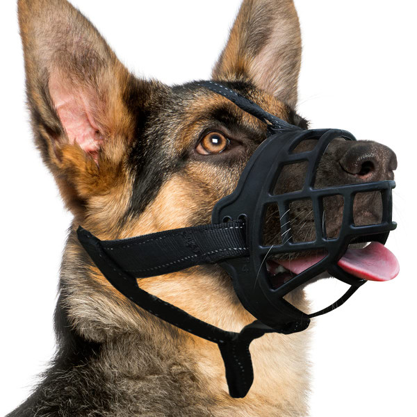 BARKLESS Dog Muzzle, Silicone Basket Muzzle for Small Medium Large Dogs, Soft Cage Mouth Cover Prevent Biting Chewing, Allow Drinking Panting, Suitable for German Shepherd