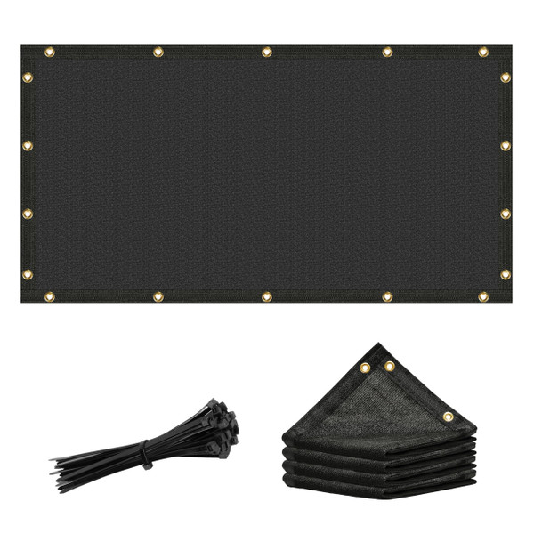 Amgo 3' x 8' Black Custom Size Shade Cloth with Grommets - 90% Sunblock, Durable Mesh Fabric Tarp for Dog Kennel Cover, Fence Privacy Screen, Greenhouse, Chicken Coop & Pet Playpen