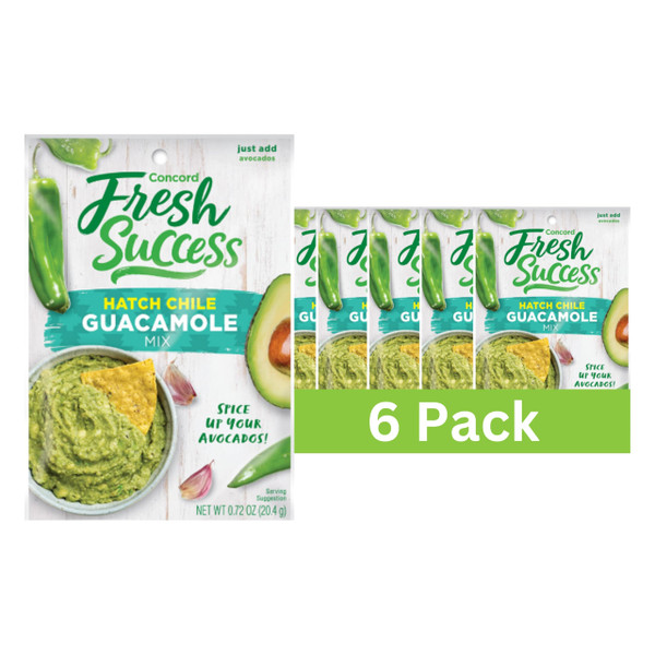 Concord Foods Hatch Chile Guacamole Mix Easy & Delicious Guacamole in Minutes Just Add Avocados Perfect for Parties, BBQs, Tacos & Dips Seasoned with Hatch Chiles, 0.8 Ounce Pouches, (6 Pouches Total)
