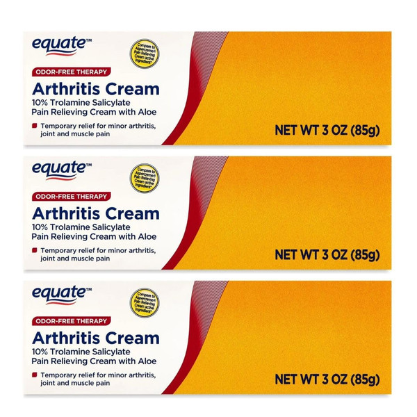 Equate Arthritis Cream, 10% Trolamine Salicylate with Aloe, 3 oz (3 Pack)