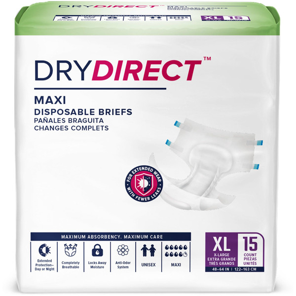 Dry Direct Maxi Overnight Brief (Pack of 15 - X-Large) Dry Direct Maxi Overnight Brief (Pack of 15 - X-Large)