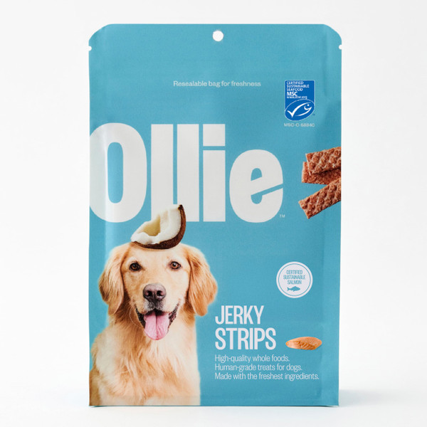 Ollie Salmon and Coconut Jerky Dog Treats, All Natural, Healthy Snacks, Made with Real Meat 5 Oz. Human Grade, Pack of 1, for Dogs