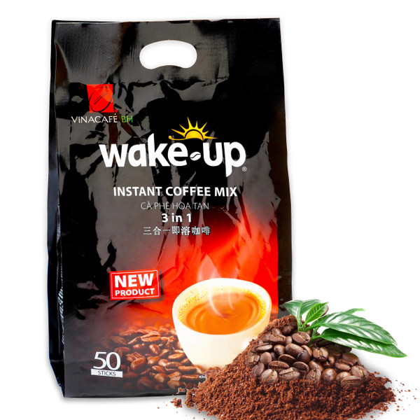 Vinacafe Premium 50 Sticks 3 In 1 Instant Wake-Up Coffee Mix, 50 Coffee Sticks Single Serves 1 Pack of 50