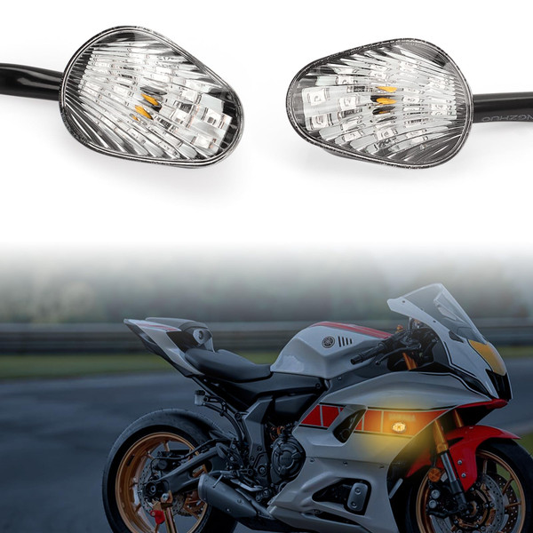 Raceast LED Turn Signal Light Flush Mount Motorcycle Blinkers Compatible with YZF R1 R3 R6 R6S TMAX MT-07 MT-09 Fazer FZ6 FZ1 FZ FZ6R FZ07 FZ8 FZ09 Turn Indicators 12V (Transparent)