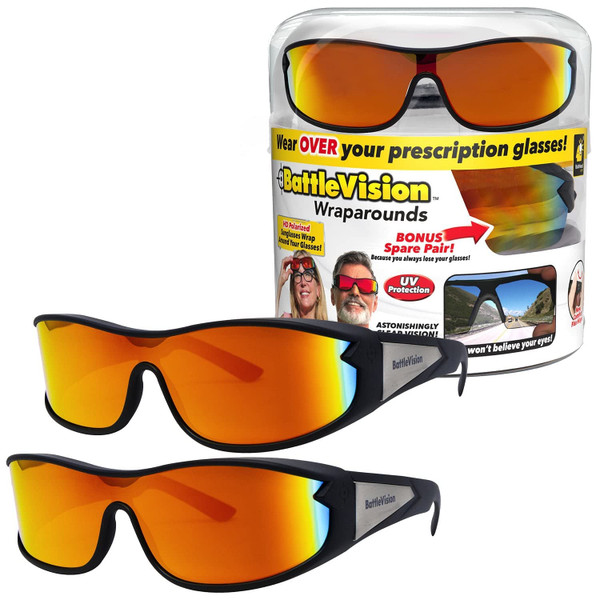 BattleVision Wrap Arounds HD Polarized Sunglasses, AS-SEEN-ON-TV, Fits Over Your Prescription Eyeglasses and Reading, See Clearer, Anti-Glare, Protects Your Eyes by Blocking Blue & UV Rays, Unisex-1765336578