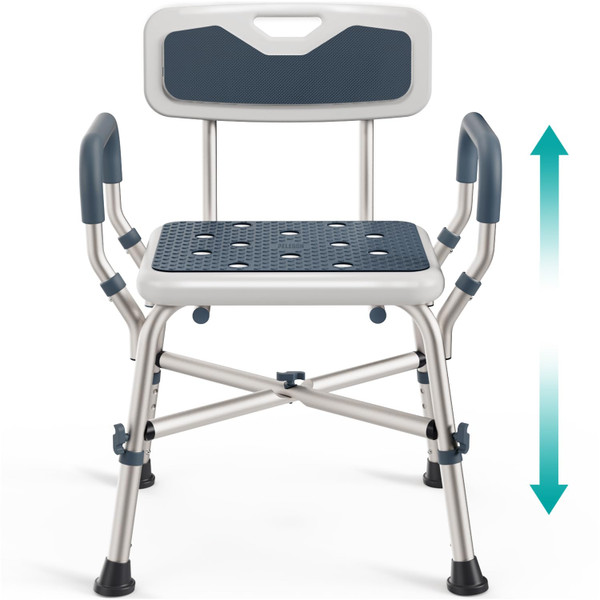 PELEGON Shower Chair for Elderly and Disabled (450lb) with Padded Armrests and Back, Adjustable Height Shower Seat, Heavy Duty Shower Chairs for Inside Shower, Handicap - Blue PELEGON Shower Chair for Elderly and Disabled (450lb) with Padded Armrests and Back, Adjustable Height Shower Seat, Heavy Duty Shower Chairs for Inside Shower, Handicap - Blue