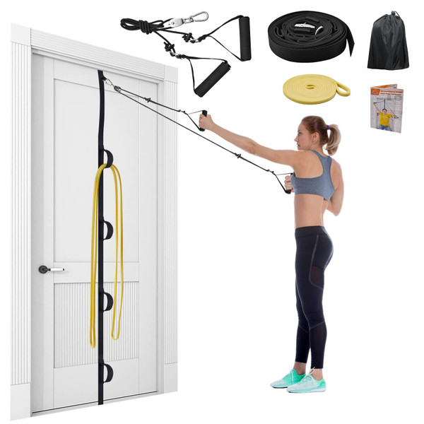 ATENTO Shoulder Rehab Pulley System with Foam Handles│Arm Pulley with Muti-Anchor Door Strap for Physical Therapy Exercises │Latex Resistance Bands for Assisting Rotator Cuff, AC Joint, Shoulder Pain-1765339020