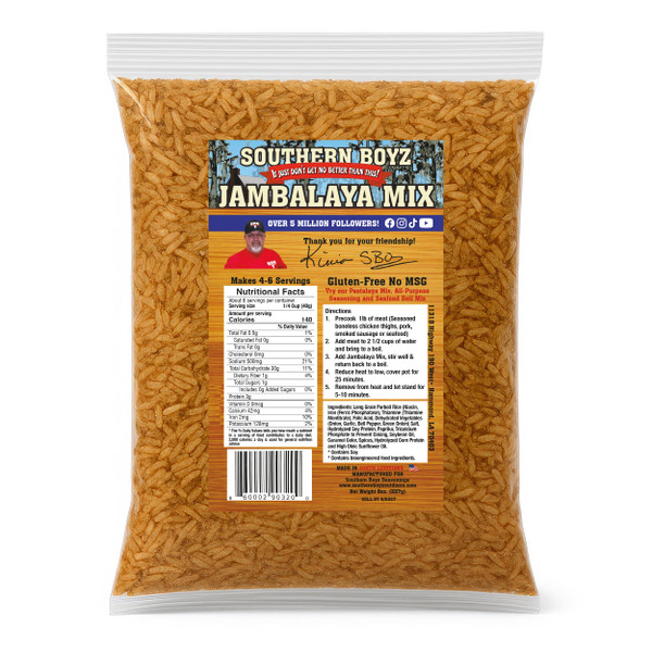 Southern Boyz Seasonings Jambalaya Mix With Rice, 8 Ounce Bag (No MSG, Gluten-Free Blend - Makes 4-6 Servings)-1765339103