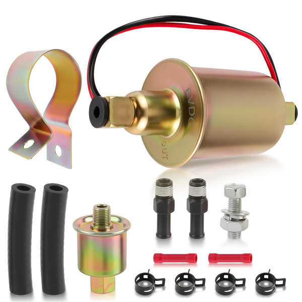 AUTOKAY Universal 6 Volt Electric Fuel Pump w/Installation Kit Inline Type 5-8 PSI 5/16 Inlet & Outlet Compatible with Carbureted Models E8011 SP1124