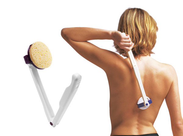 KMINA Lotion Applicator for Back Self Elderly, Foldable and Long, Includes Accessory Kit, Long Handled Sponge, Made in Europe
