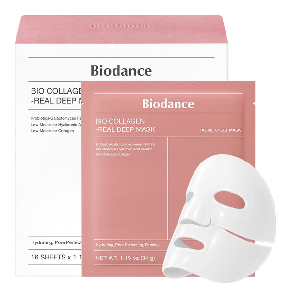 BIODANCE Bio-Collagen Real Deep Mask, Hydrating Overnight Hydrogel Mask, Pore Minimizing, Plumping, Elasticity Improvement, Korean Skincare, Stocking Stuffers for Teen Girls | 1.19oz(34g) x 16ea-1765342275