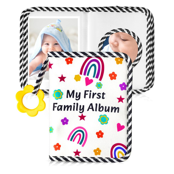 BOHEMIABY Baby Photo Album, My First Family Photo Album for Baby Holds 17 4 x 6" Pictures, Rainbow Toddler Photo Album with Safety Mirror, Soft Baby Books BOHEMIABY Baby Photo Album, My First Family Photo Album for Baby Holds 17 4 x 6" Pictures, Rainbow Toddler Photo Album with Safety Mirror, Soft Baby Books