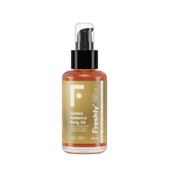 sakioo Freshly Cosmetics - Aceite Hidratante Corporal Golden Radiance Body Oil, 200 ml