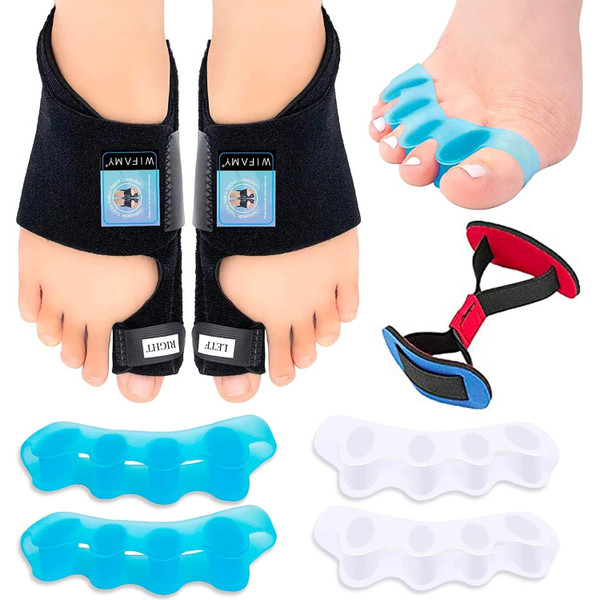 Wifamy Bunions Corrector for Women Men: Toe Spacers and Straightener for Pain Relief - Hallux Valgus Brace Toe Stretch Band – Lightweight Comfortable and Breathable