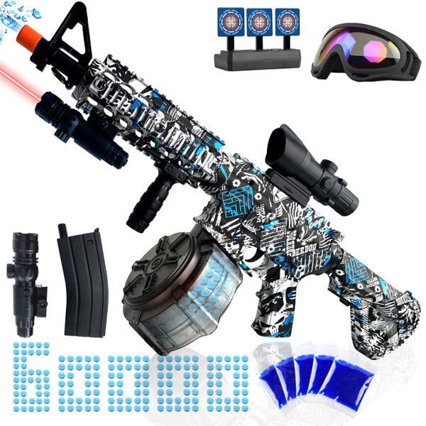 Large Gel Ball Blaster, Electric M416 Orby for Orbeez with Goggles & with Drum, Manual & Electric Dual Mode Splatter Ball Blaster, for Team Game - Ages 14 +-1765344688