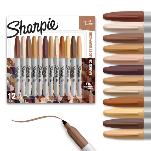 Sharpie Permanent Markers Portrait Colors Skin Tone Markers Set Fine Tip Art Sketch Assorted 12 Count