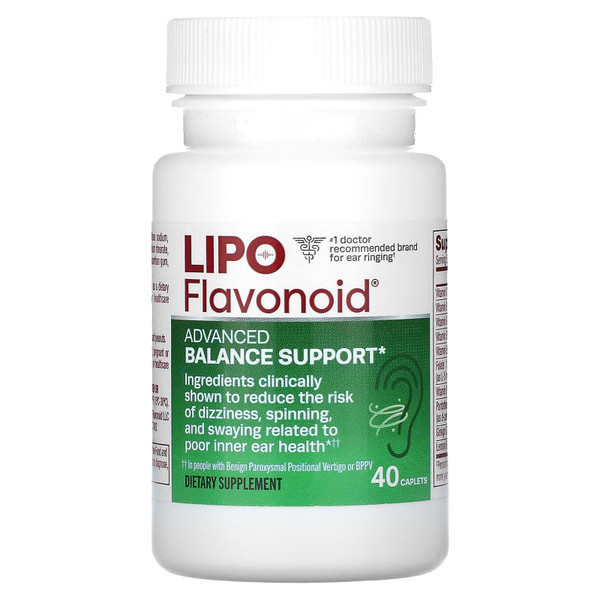 Lipo-Flavonoid Balance Support for Vertigo & Dizziness - Clinically-Proven Formula with Ginkgo Biloba & B Vitamins - Promotes Inner Ear Health & Balance - Doctor-Recommended - 30 Caplets