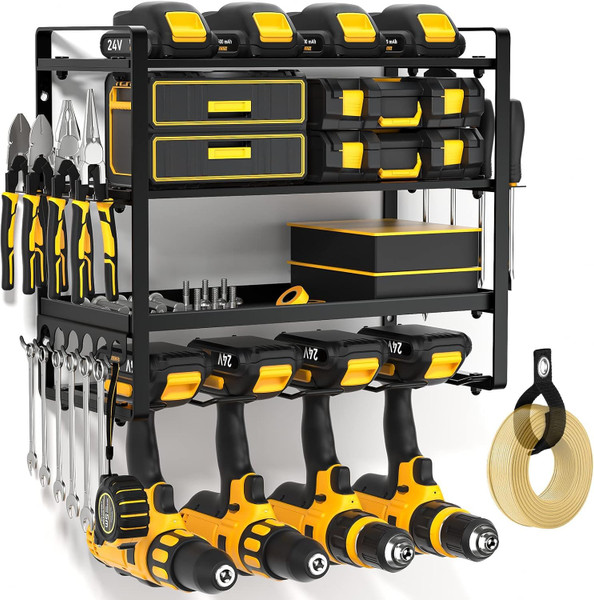 POKIPO Power Tool Organizer Wall Mount, Heavy Duty Drill Holder, Garage Tool Organizer and Storage, Suitable Tool Rack for Tool Room, Workshop, Garage, Utility Storage Rack for Cordless Drill-1765346297