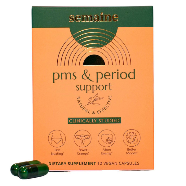 Semaine PMS & Period Relief - Menstrual Cramp Relief: No More Period Cramps, Mood Swings, or Bloating. PMS Supplement for Happy Hormones and Period Relief. (12 Count)-1765346511
