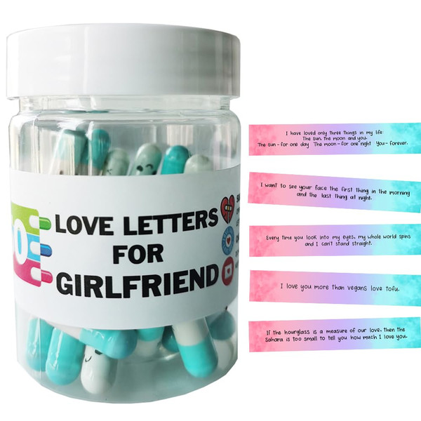 Infmetry Gifts For Girlfriend Prewritten Message In Capsule Lovely Notes Birthday Anniversary Valentines Day Gifts for Her (Light Blue Girlfriend 50pcs)