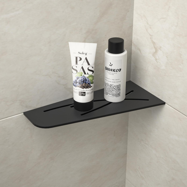 Bernkot Corner Shower Shelf 12" Matte Black 304 Stainless Steel Quadrilateral Corner Shelf Recessed Bathroom Storage Shampoo Holder Organizer Kitchen Shelf Rack, No Drilling-1765347903