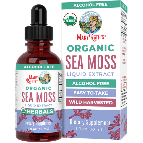 MaryRuth Organics USDA Irish Sea Moss Liquid Drops | Organic Irish Moss | Chondrus crispus | Formulated for Adults & Kids Ages 14+ | Unflavored | Sugar Free | Vegan | Non-GMO | 1 Fl Oz