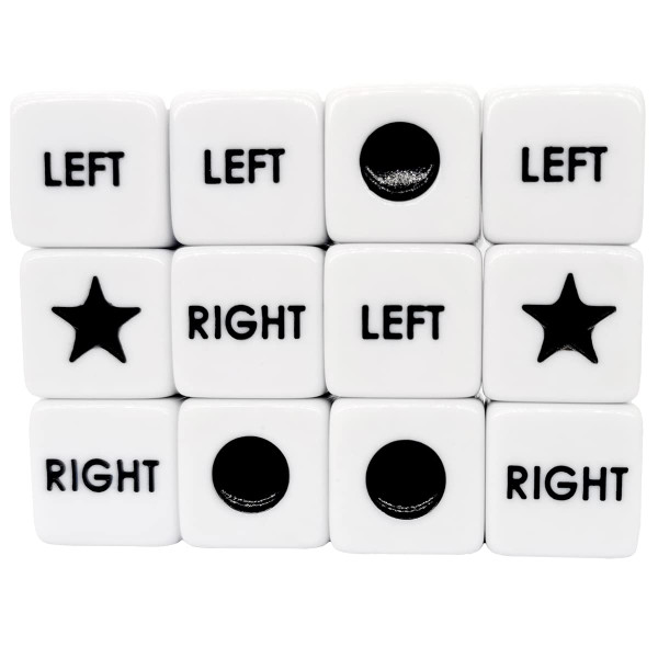 Ahoper Right Left Center Dice Only 12 Dices Prime Dice Game（ six Sided ，16mm Standard Size, Easy to Grip）