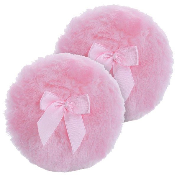 Sibba Large Fluffy Powder Puff, 4 Inch Ultra Soft Washable Reusable Velour Face Body Powder Puff Loose Powder Puffs Wet Dry Makeup Tool (Pink)-1765348168