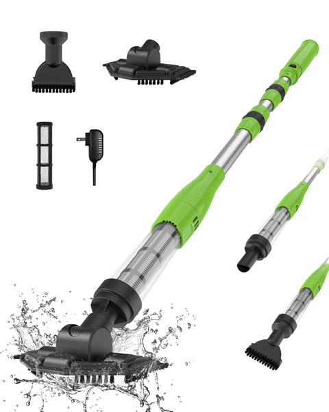 POOLERGETIC 3-in-1 Cordless Pool Spa Hot Tub Vacuum Cleaner, Handheld Rechargeable Pool Cleaner, Suitable for Small Pools for Sand and Debris, Above-Ground Pools, Hot Tubs, Spas, Green