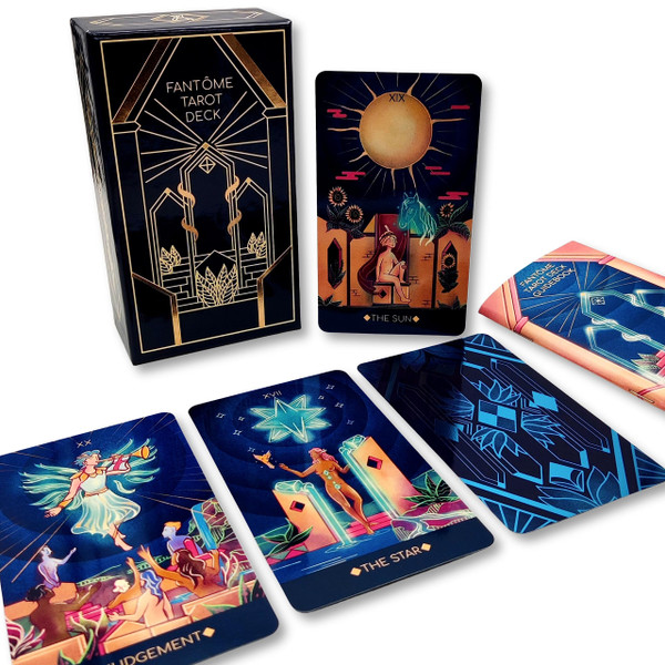 La Muci Fantome Tarot Card Deck 80-Card Minimalist Deck with Guidebook and AR App for Beginners, Inspired by Astrology, Phantomwise & Golden Thread