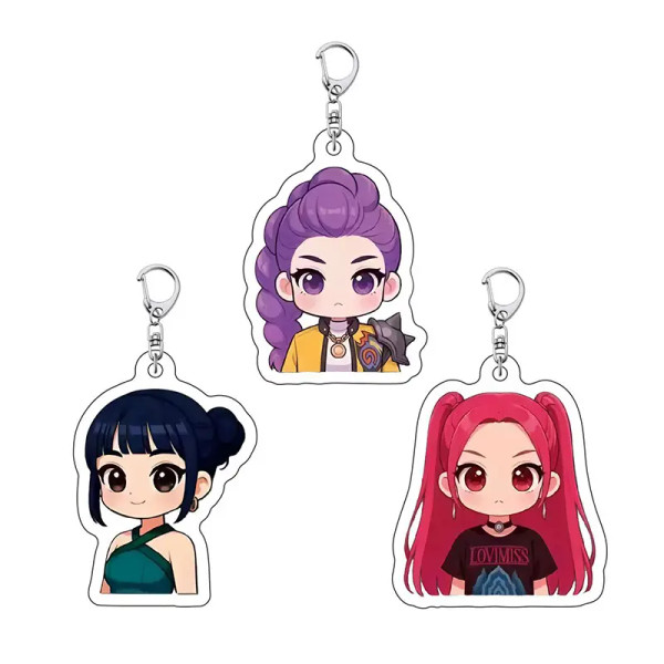 K-pop Demon Hunters Q-Style Cartoon Pendant Keychain Bag CharNew Q-style Material Versatile Decoration for K-pop Fans