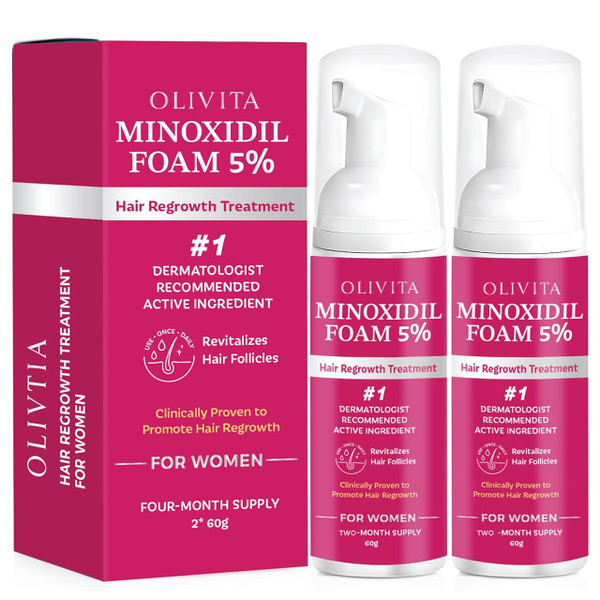 5% Minoxidil Foam for Women Hair Growth: Extra Strength Hair Regrowth Treatment – Revitalize Hair Follicles & Regrow Thicker, Fuller Hair – Hair Loss Solution