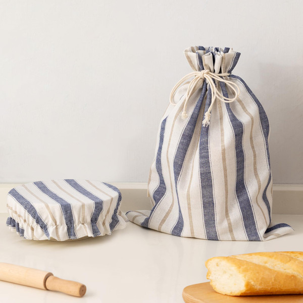 GobiSea Linen Bread Bag for Homemade Sourdough Bread with Proofing Cover, Reusable Linen Sourdough Bread Storage Bag - Plastic Lined - with Proofing Bowl Cover
