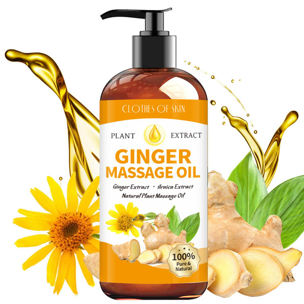 Ginger Oil Massage Oil for Massage Therapy,Ginger Oil Lymphatic Drainage Massage,Sore Muscle Massage Oil,Natural Ginger Body Oil for Gua Sha Massage with Arnica Oil-Warming,Relaxing,Soothing Muscles