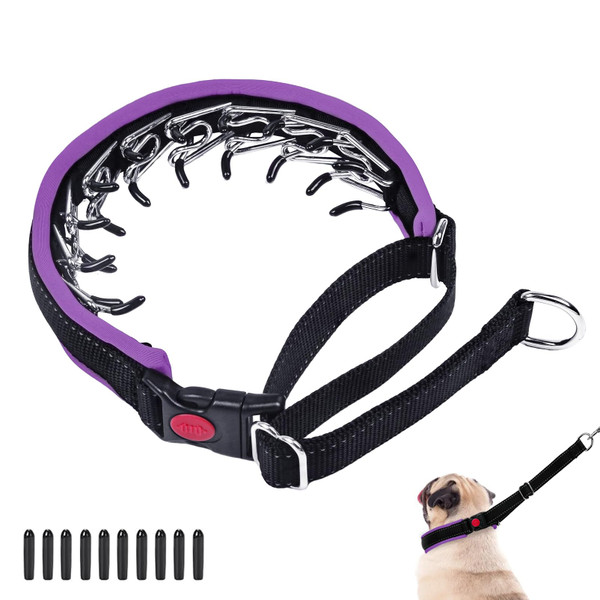 Martingale No Pull Dog Collar - Heavy Duty Nylon With Buckle, Adjustable Anti Pull Reflective Slip for Large Medium Small Dog Training Walking S Purple-1765516265