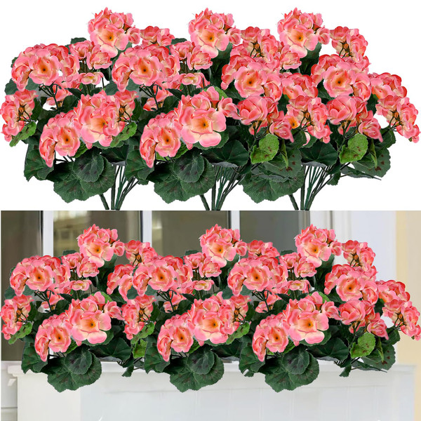 FAJUNZH Artificial Flowers for Outdoors with 120 Blooms, Faux Silk Flowers for Outside, UV Resistant Fake Petunias Plants for Hanging Baskets Fence Patio Balcony Garden Cemetery (Orange)-1765516753