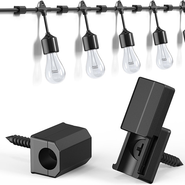 Lewufe Hooks for Outdoor String Lights Clips, Christmas Light Clips Weatherproof, Lights Hanger Hooks for Hanging Christmas Light, Fairy Light, Cable, Holiday Decor - Black, 30 Pack