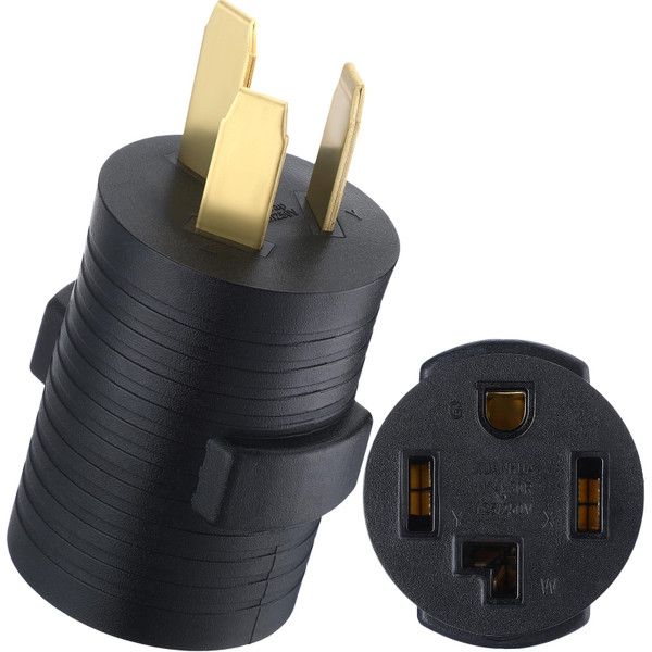 Saysurey 50Amp to 30Amp Dryer Adapter Compatible with NEMA 10-50P to 14-30R 3 Prong 4 Prong Compact 120V/240V 30 Amp Welder Dryer Cord Adapter for RV Camper Generator(Black)