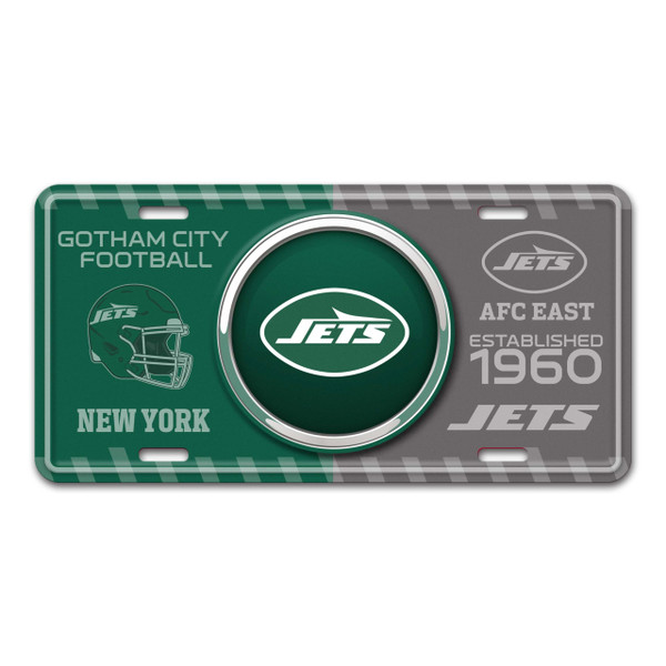 FANMATS 43271 New York Jets Embossed Metal License Plate