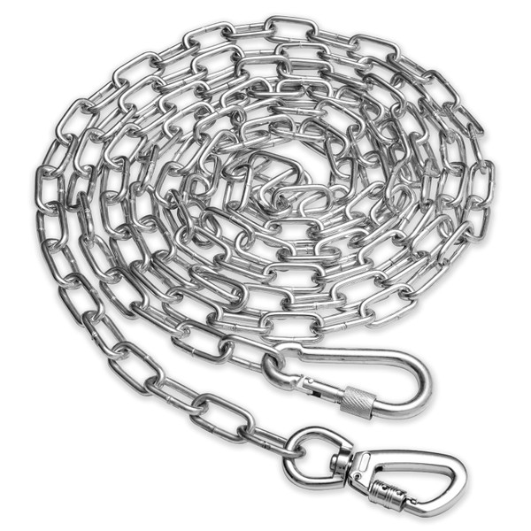 Heavy Duty Dog Chain for Yard-10FT Metal Dog Chain Leash Chew Proof,Long Dog Lead for Outside with Strong Swivel Hook,Outdoor Dog Runner for Camping,Dog Tie Out Cable for Small Medium Dog up to 90LBS